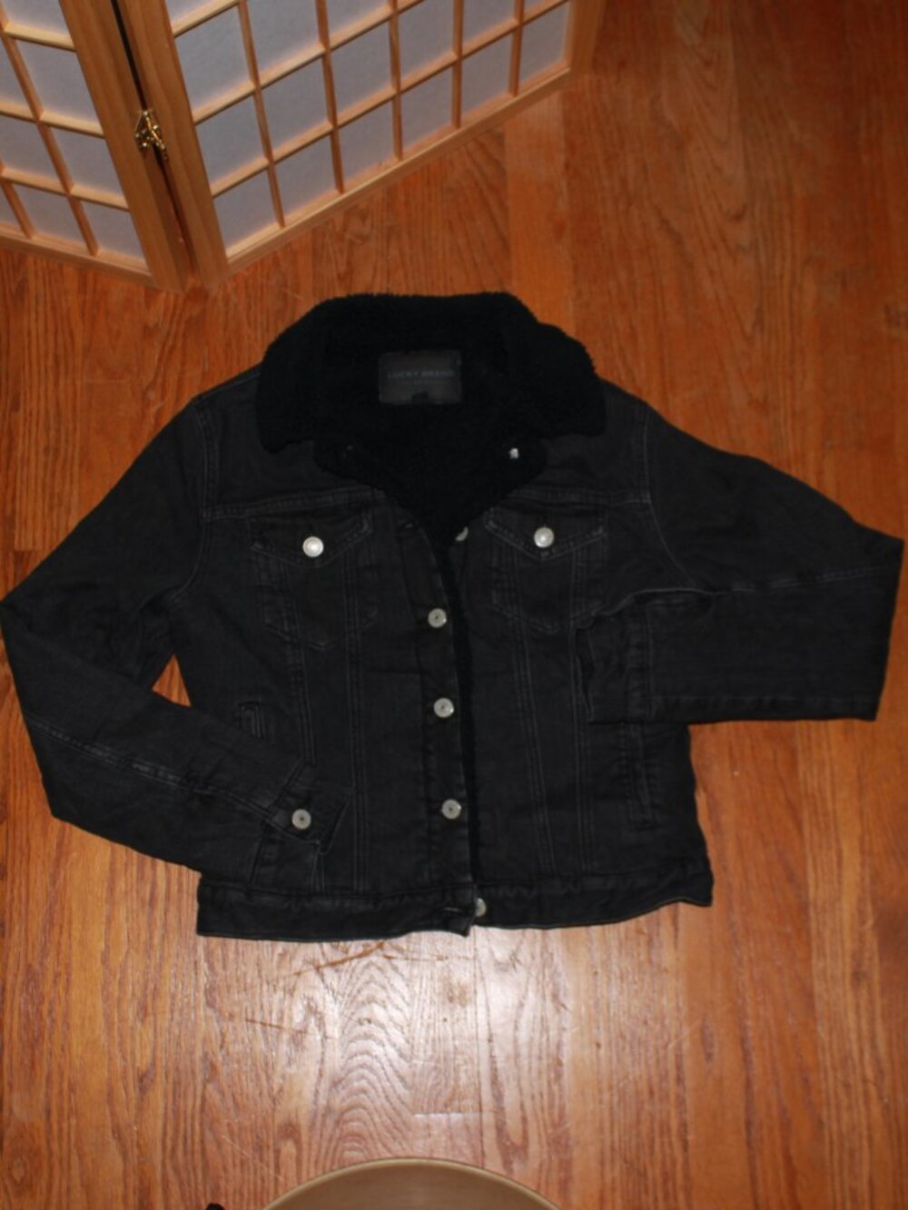 Lucky Brand Faux Fleece Lined Denim Trucker Jacket